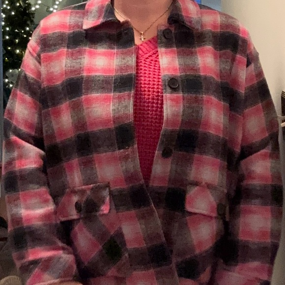 Torrid Women's Pink and Black Checkered Utility Jacket - Picture 3 of 3